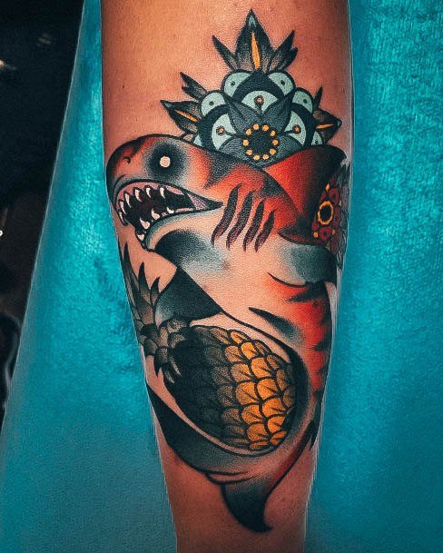 Decorative Shark Tattoo On Female