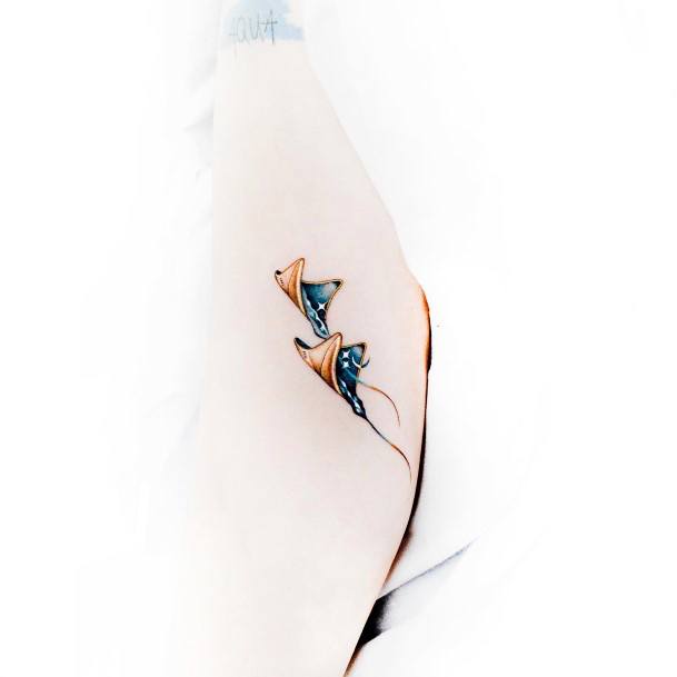 Decorative Stingray Tattoo On Female