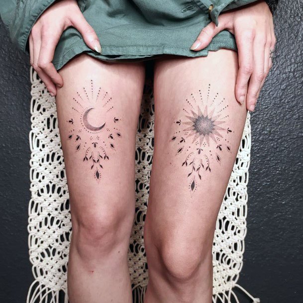sun and moon thigh tattooTikTok Search