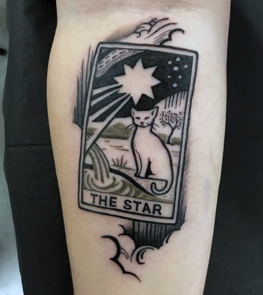 Decorative Tarot Card Tattoo On Female