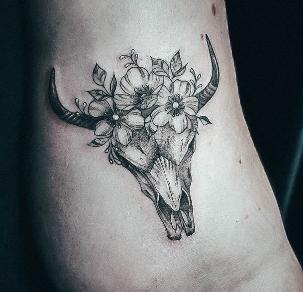 Decorative Taurus Tattoo On Female