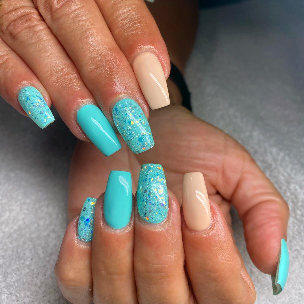Decorative Teal Turquoise Dress Nail On Female