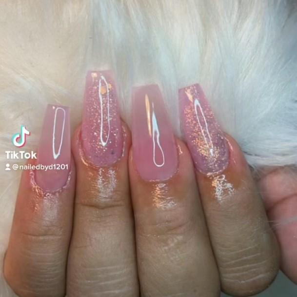 Decorative Translucent Pink Nail On Female