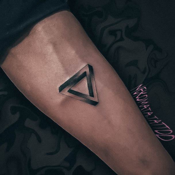 Decorative Triangle Tattoo On Female