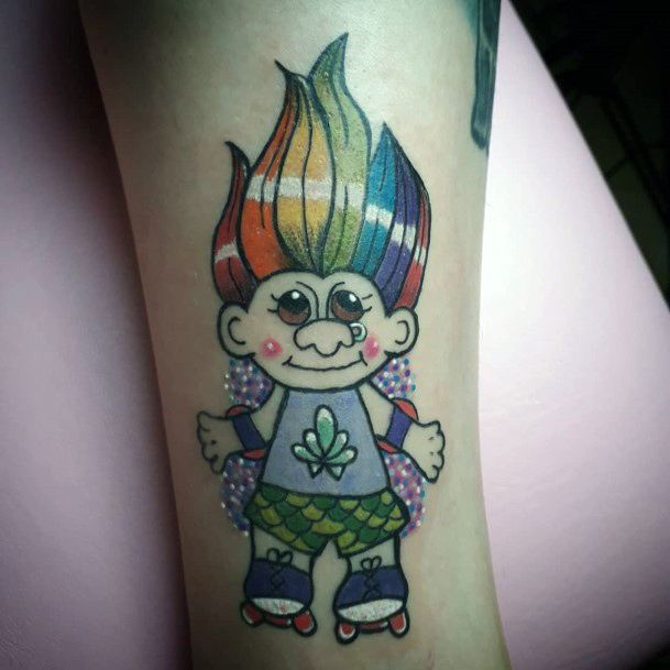 Decorative Troll Doll Tattoo On Female