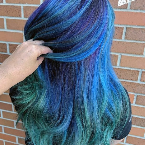 Decorative Turquoise Ombre Hairstyles On Female