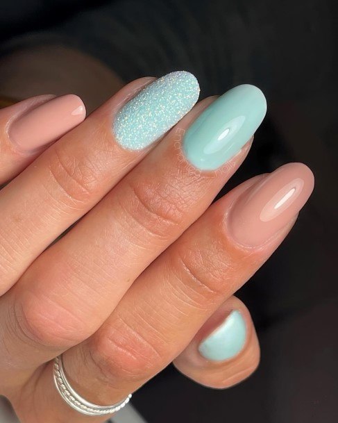 Decorative Turquoise Ombre Nail On Female