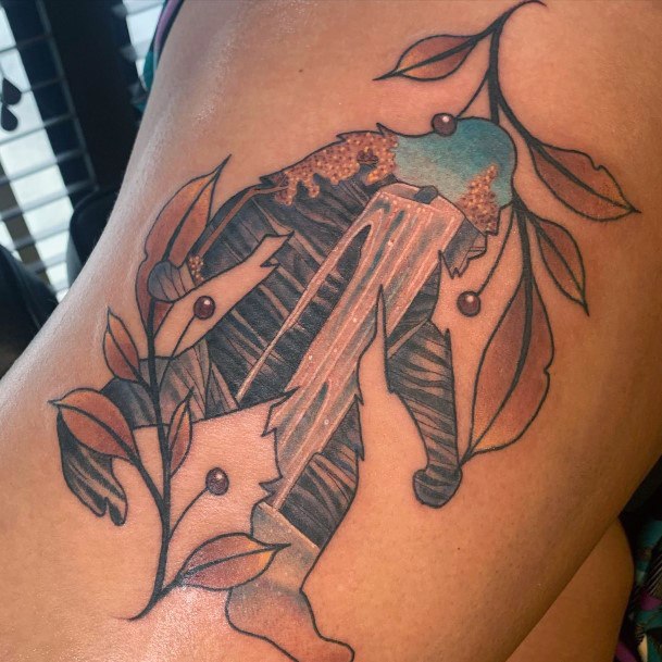 Decorative Waterfall Tattoo On Female