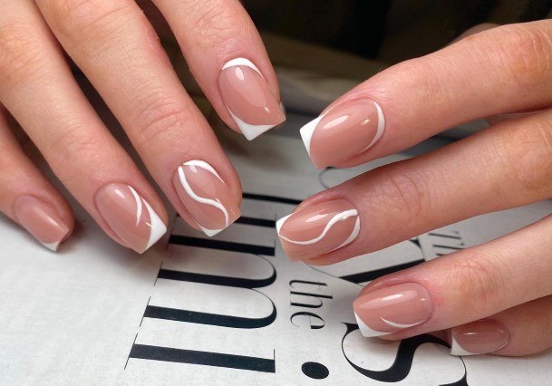 Decorative White And Nude Nail On Female