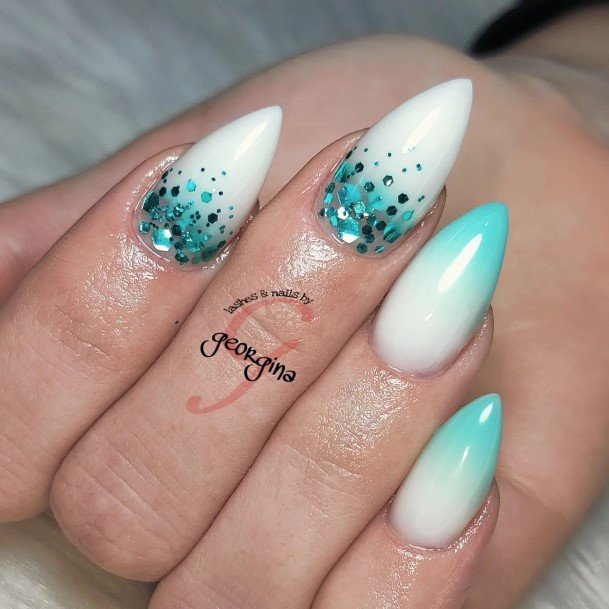 Decorative White Ombre Nail On Female