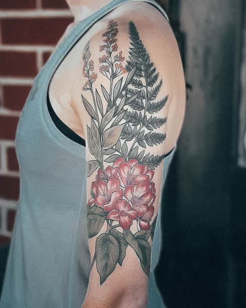 Decorative Wildflower Tattoo On Female