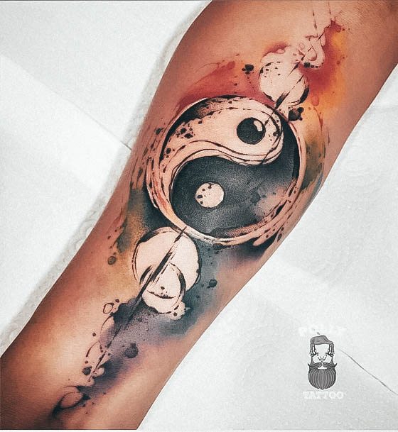 Decorative Yin Yang Tattoo On Female