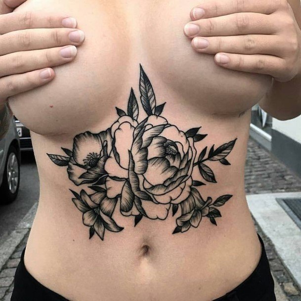 Deep And Intense Flower Tattoo Womens Torso