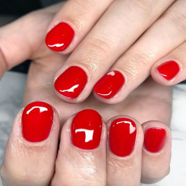 Deep Bright Red Nails For Women