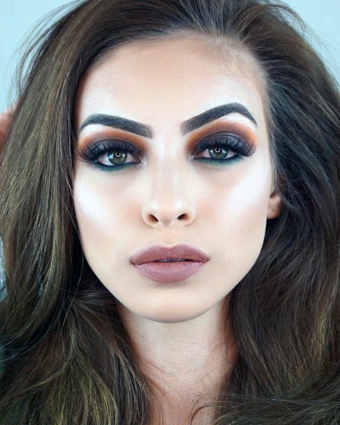 Deep Brown Green Eyeshadow Women