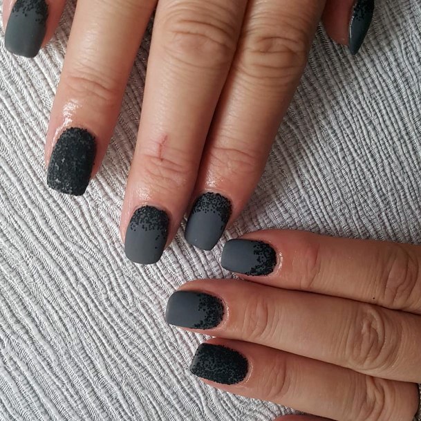 Deep Grey Matte Nails Women