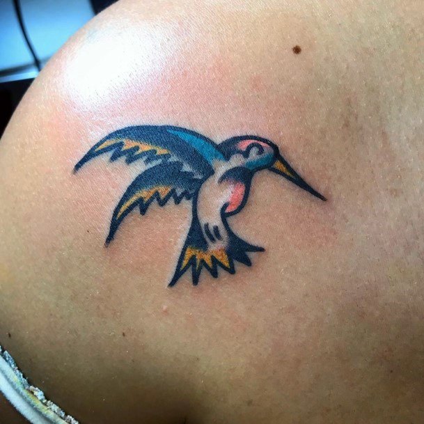 Deep Inked Hummingbird Tattoo Womens Shoulder