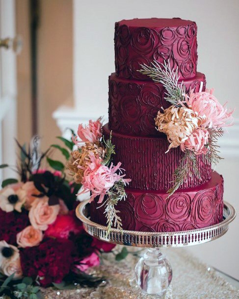 Deep Red Velvet Wedding Cake