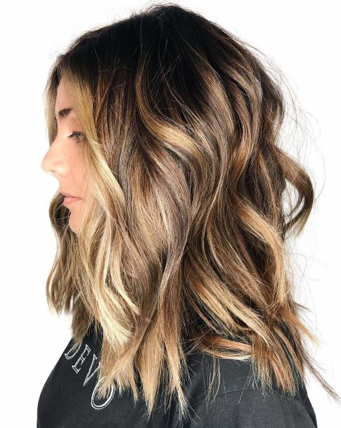 Deep Rooted Flaxen Balayage Hairstyle