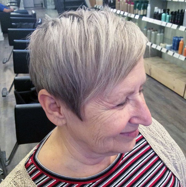 Deep Side Part Pixie Hairstyles For Older Women