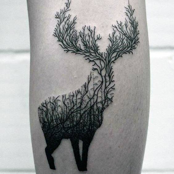 Deer With Tree Horns Tattoo Womens Arms