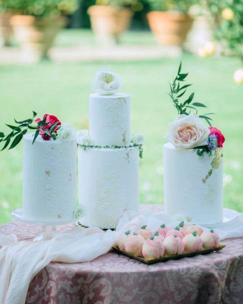 Delectable Amazing White Wedding Cakes Pretty Flower Topping Table Decor Ideas
