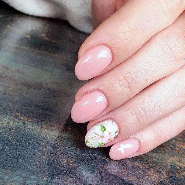 Delicate White Flower Accent April Nails Women