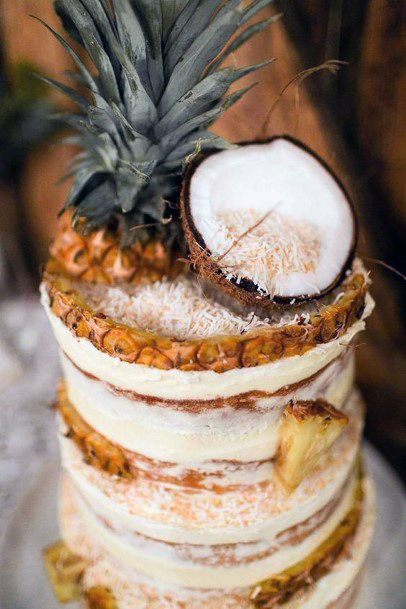 Delicious Coconut And Pineapple Themed Cake Beach Wedding Ideas