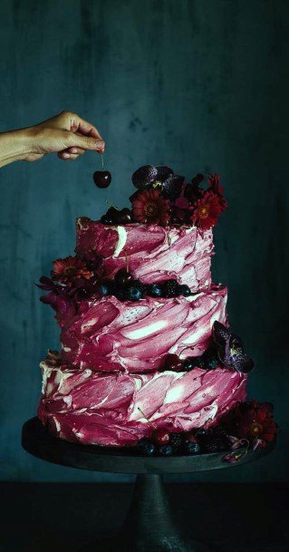 Delicious Dark Berries And Silk Icing In Berry Tones Wedding Cake Ideas