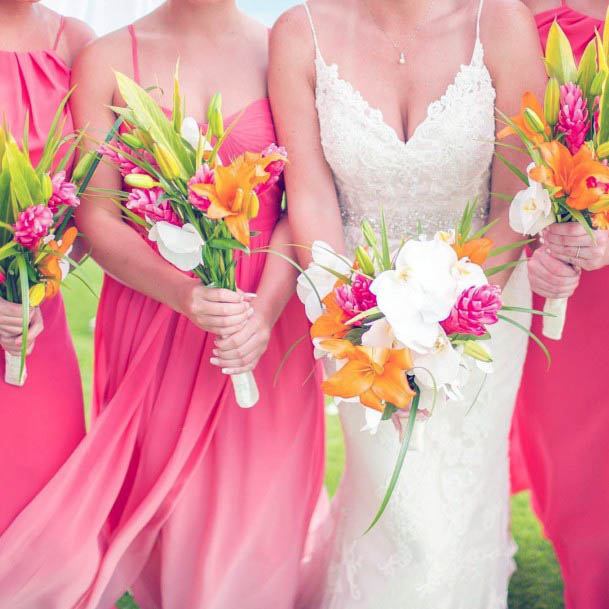 Delicious Pink And White Beach Wedding Flowers