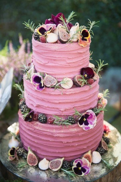 Delicious Pink Textured Buttercream Wedding Cake