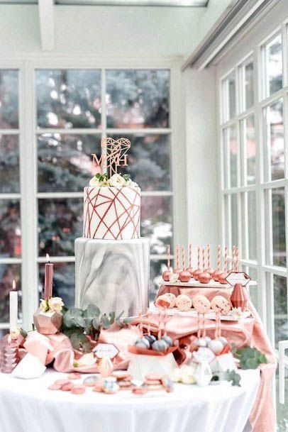 Delicious Rose Gold Wedding Desert Bar Decor Inspiration