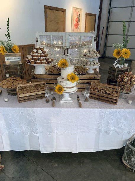 Delicious Wedding Dessert Bar Sunflower Ideas