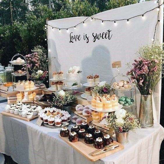 Delicious Yummy Sweets Bar For Outdoor Wedding Ideas