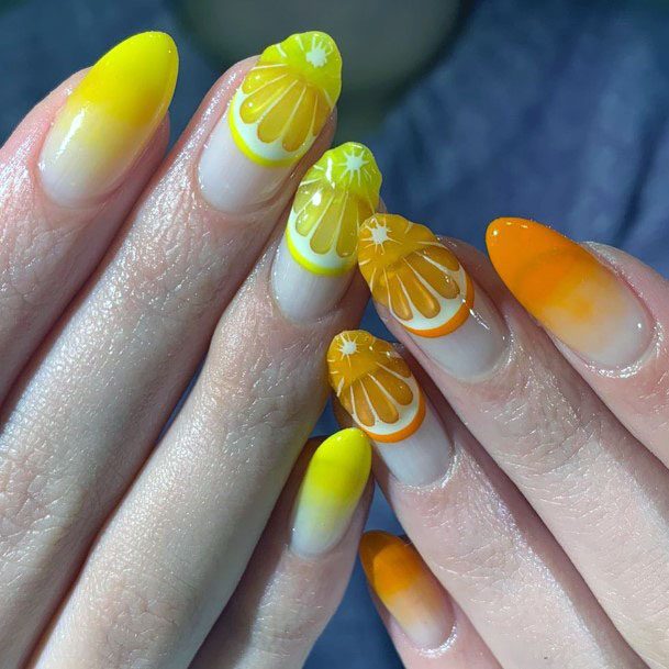 Deliciouse Cute Vibrant Lemon Orange Citrus Nail Ideas For Women