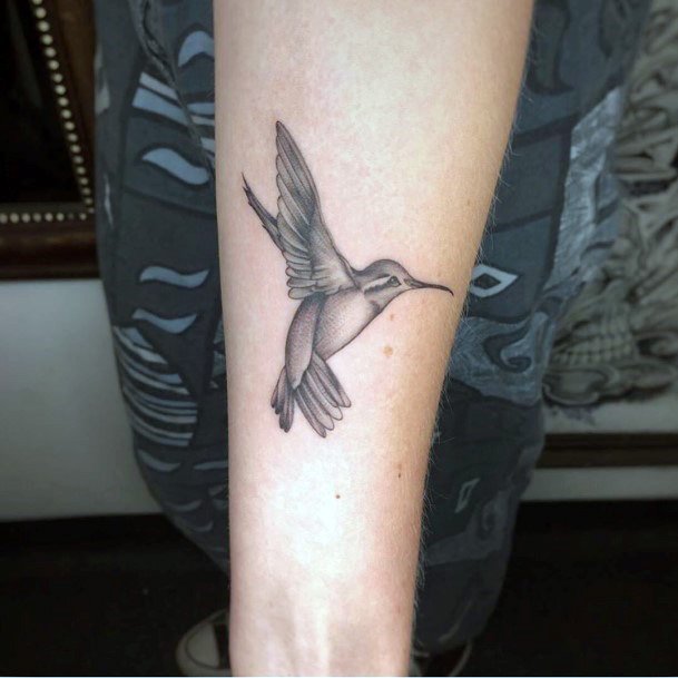 Delightful Grey Hummingbird Tattoo Hands