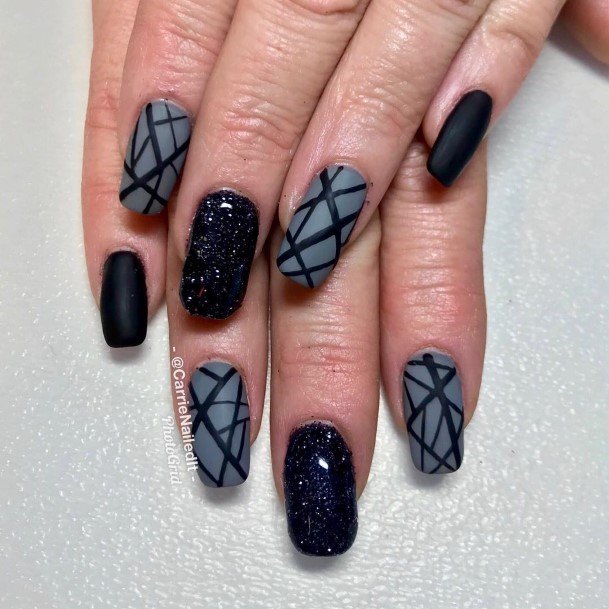 Delightful Nail For Women Black And Grey Designs