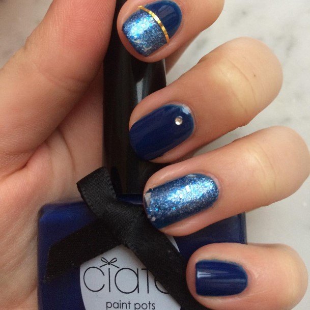 Delightful Nail For Women Blue And Gold Designs