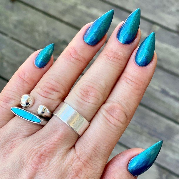 Delightful Nail For Women Blue And Green Designs