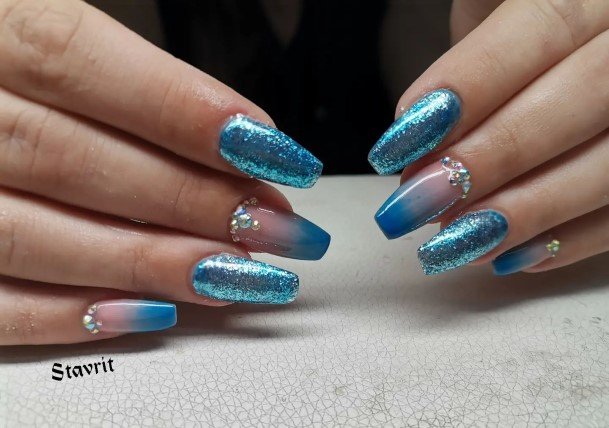 Delightful Nail For Women Blue Ombre Designs