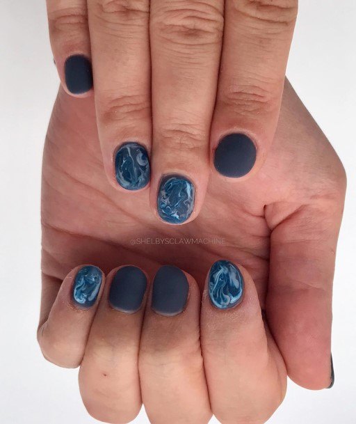 Delightful Nail For Women Dark Blue Matte Designs