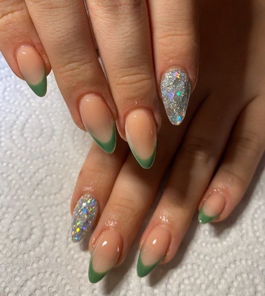 Delightful Nail For Women Green French Tip Designs