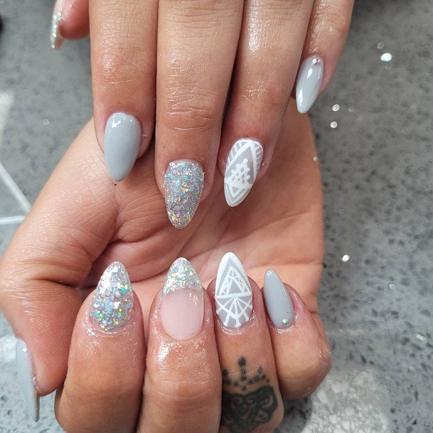Delightful Nail For Women Grey And White Designs