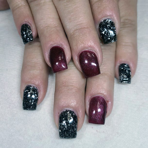 Delightful Nail For Women Maroon And Black Designs