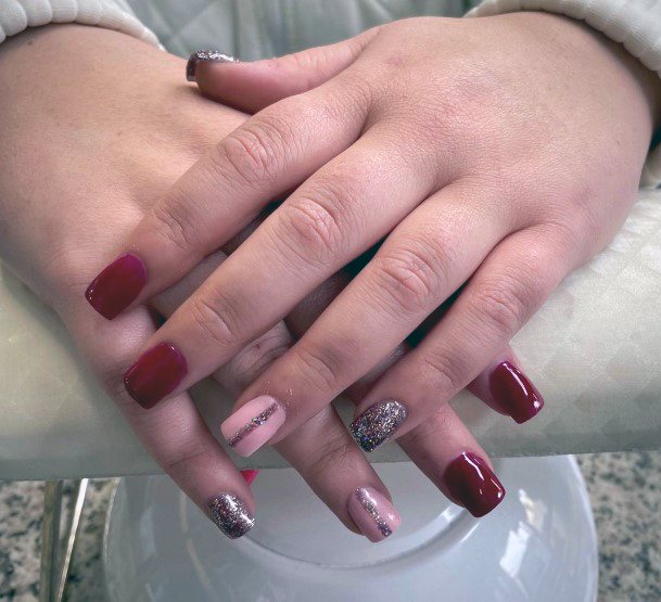 Delightful Nail For Women Maroon Dress Designs