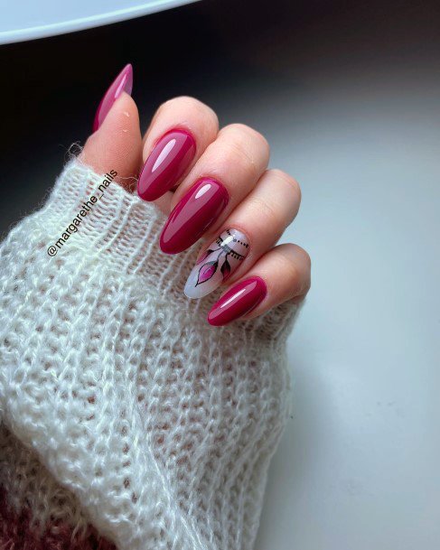 Delightful Nail For Women Maroon White Designs