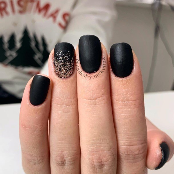 Delightful Nail For Women Matte Black And Gold Designs