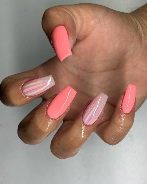 Delightful Nail For Women Peach And Pink Designs