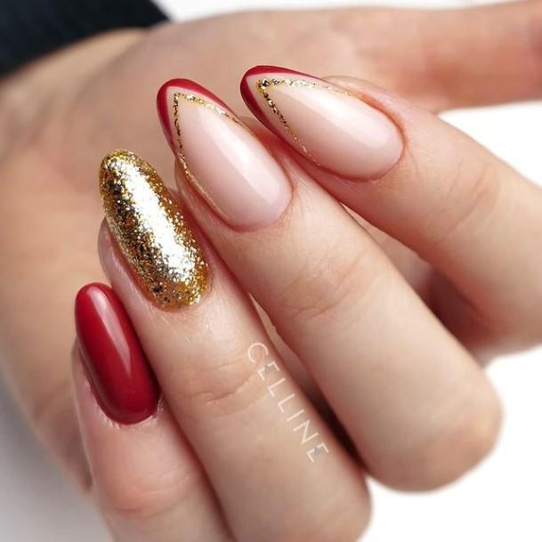 Delightful Nail For Women Red And Grey Designs