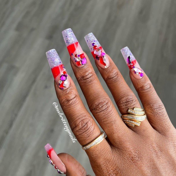 Delightful Nail For Women Red And Purple Designs